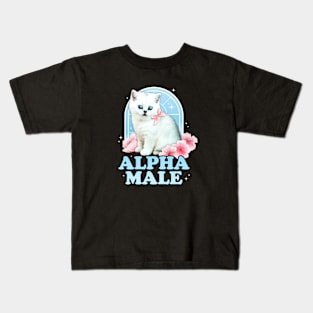 Alpha Male Funny Cat Kitten y2k 2000s Aesthetic Harajuku Kids T-Shirt